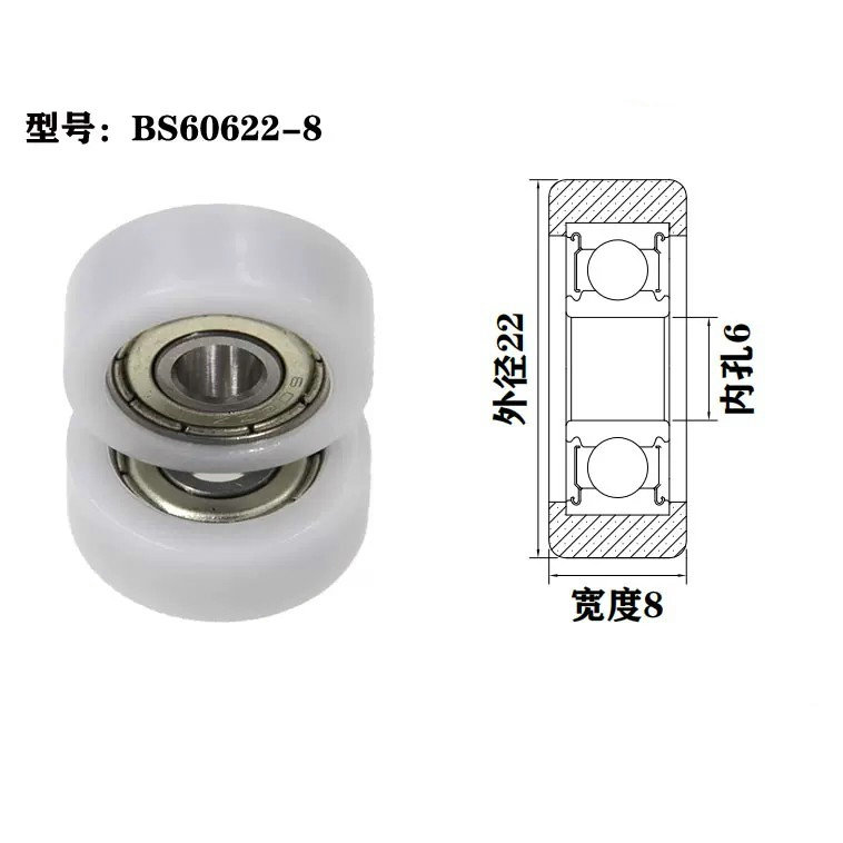 BS60622-8 6x22x8mm wardrobe roller window rollers wheel.jpg