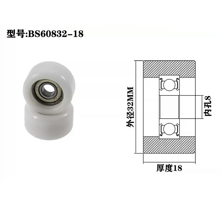 BS60832-18 8x32x18mm Plastic Pulley Wheel Bearing Door Window Rollers.jpg