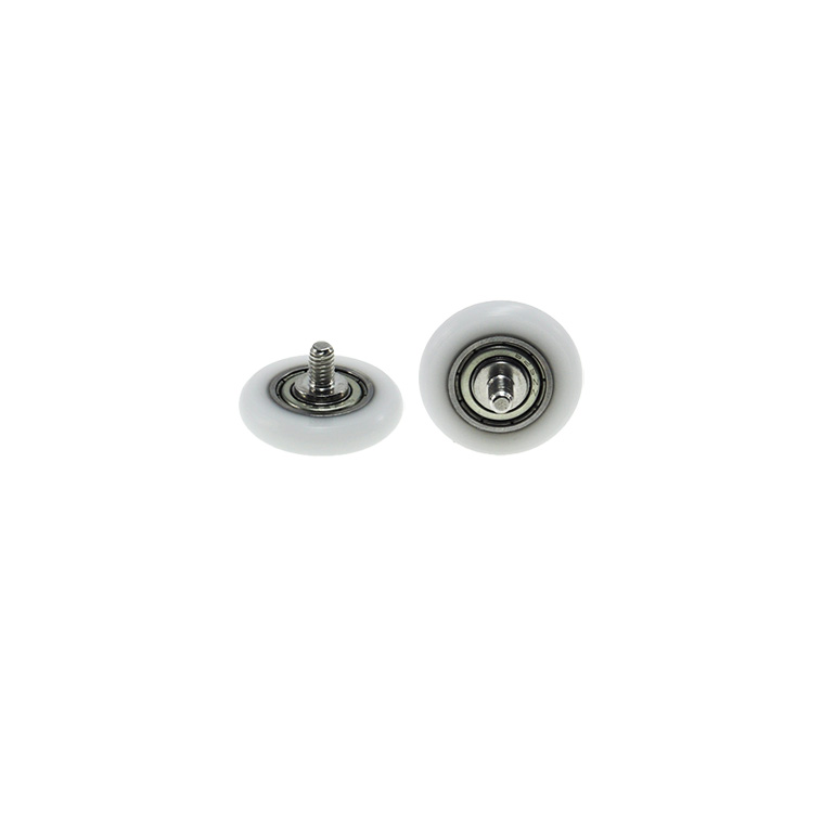 BSR62524-5C1L6M4 M4x24x5mm Stainless steel screw roller with rod plastic bearing external thread rubber bearing nylon wheel plastic pulley.jpg