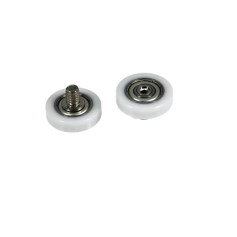 BS60624-6C1L8M6 M6x24x6mm White plastic nylon Flat pulley wheels rollers with 606 bearing screw M6.jpg