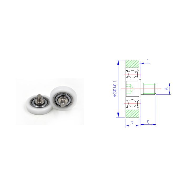 BS60830-7C1L8M6 M6x30x7mm Screw Pulley Bearing Plastic CoatedBearings.jpg