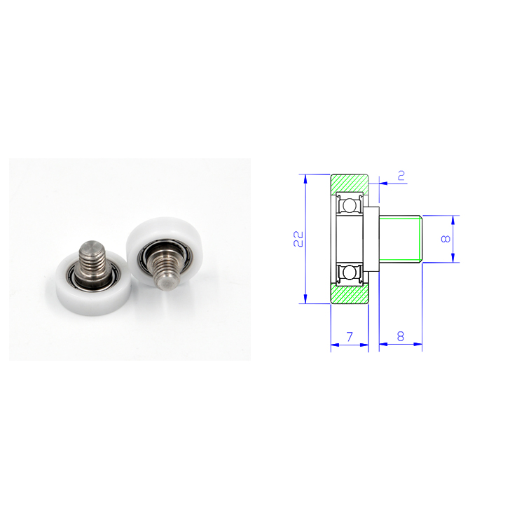 BS68822-7C2L8M8 M8x22x7mm Guide Roller Gate Sliding Gate Wheel Bearing plastic bearings rollers for sliding door.jpg