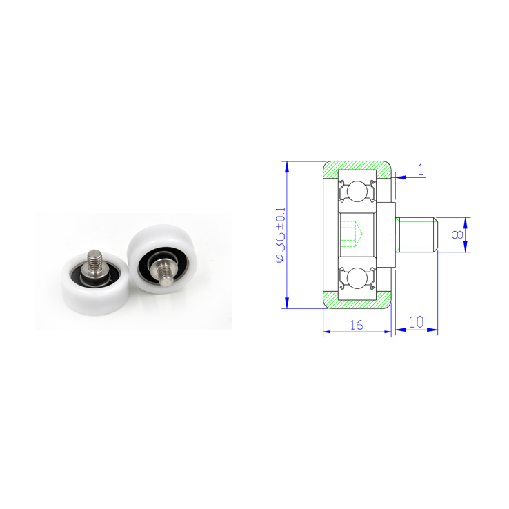 BS620036-16C1L10M8 M8x36x16mm Door&Window Pully Bearing Shower roller for Sliding Glass.jpg