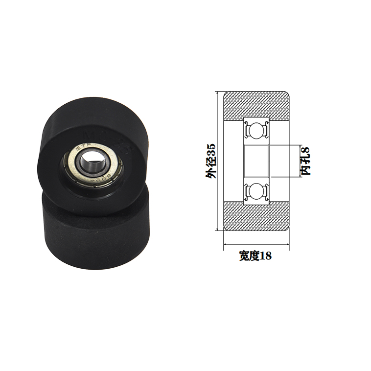 PU60835-18 8x35x18mm roller bearing wheel polyurethane wheel with bearing.jpg