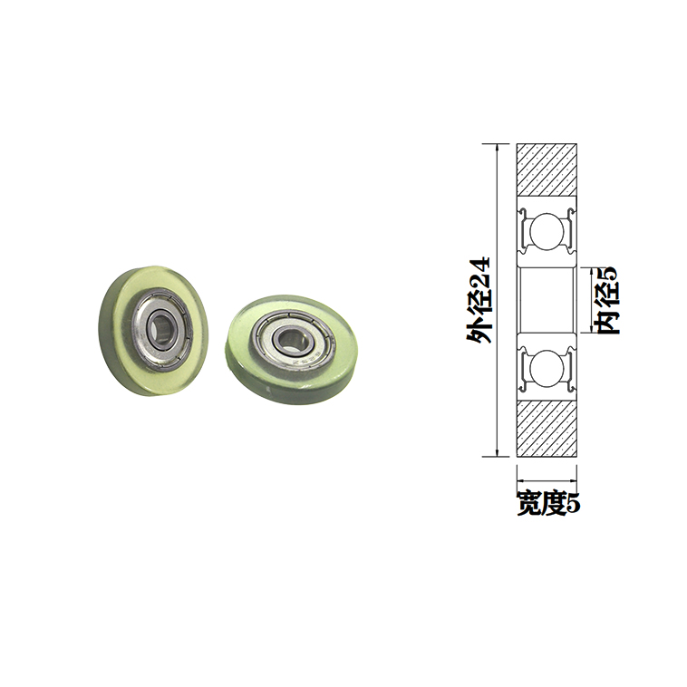 PU62524-5 5x24x5mm polyurethane roller wheel high speed polyurethane wheel.jpg