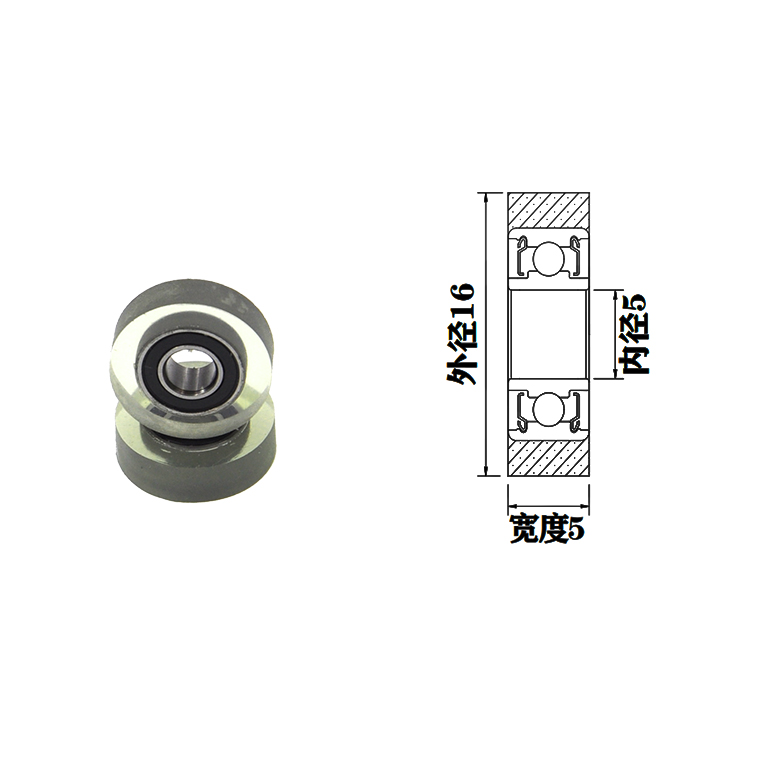 PU68516-5 5x16x5mm Manufacturer Custom PU Coated Bearings Rubber Rollers.jpg