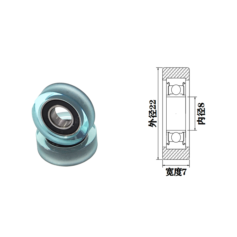 PU68822-7 8x22x7mm rubber coated pu polyurethane small pulley wheel with bearing.jpg