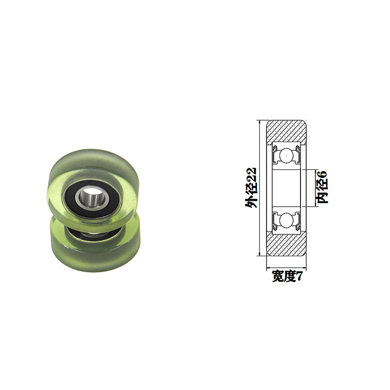 PU69622-7 6x22x7mm Polyurethane tread wheel rubber roller Nylon Plastic Bearing Rollers.jpg