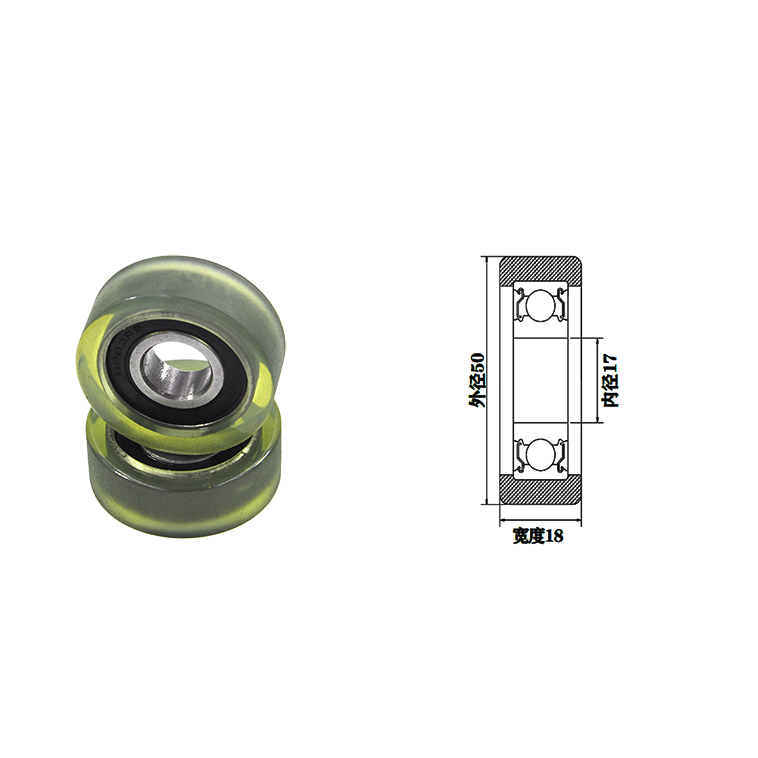 PU620350-18 17x50x18mm polyurethane soft mute guide roller rolling pulley flat wheel bearing.jpg