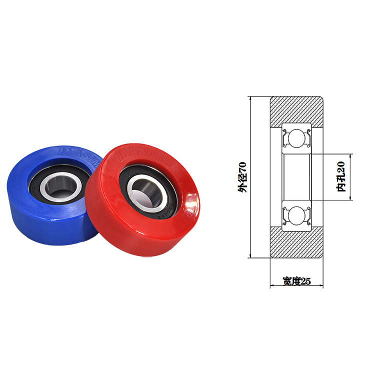 PU620470-25 20x70x25mm polyurethane roller coaster wheels polyurethane inflatable wheels polyurethane wheel coated rubber.jpg