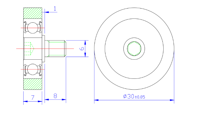 PU60830-7C1L8M6 M6x30x7mm PU Polyurethane Plastic Coated PU Bearing 608 For Rowing Seat Wheel.png