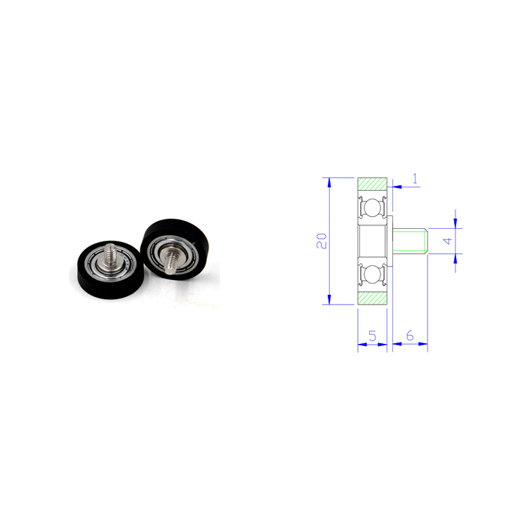 PU62520-5C1L6M4 M4x10x5mm rubber PU bearing belt screw polyurethane pulley mute wear-resistant rubber guide wheel roller.jpg