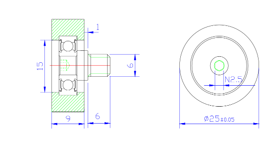 PU62525-9C1L6M6 M6x25x9mm Screw M6 Plastic Roller Bearings Pulley Roller Wheel For Instrumentation Electrical.jpg