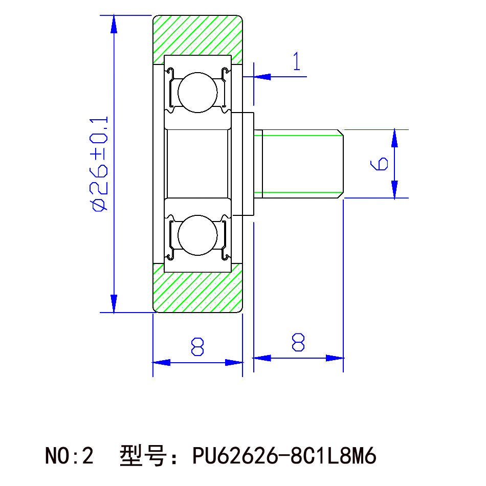 PU62626-8C1L8M6 M6x26x8mm Screw M6 Plastic Roller Bearings PU Pulley Roller Wheel For Hardware Accessories.jpg