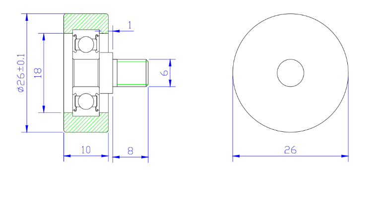 PU62626-10C1L8M6 M6x26x10mm Screw M6 Plastic Roller Bearings Pu Pulley Roller Wheel For Furniture.jpg