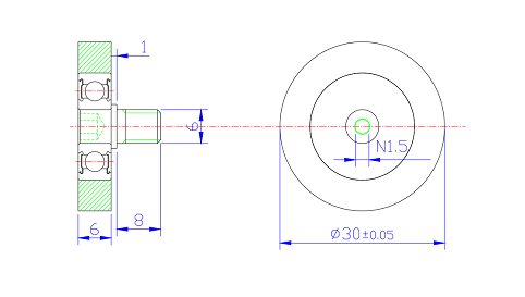 PU62630-6C1L8M6 M6x30x6mm PU Sliding Door Roller Bearings Wheels PU Pulley Wheels With Screw.png