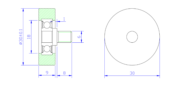 PU62630-9C1L8M6 M6x30x9mm Polyurethanen Pulley Wheel With Bearing PU Sliding Door Window Gate Roller Wheel With Screw.jpg