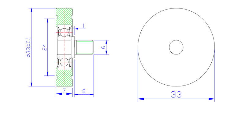 PU62633-7C1L8M6 M6x33x7mm PU Polyurethane Pulley M6 Male Threaded Screw Bearing Guide Wheel Flat Roller.jpg