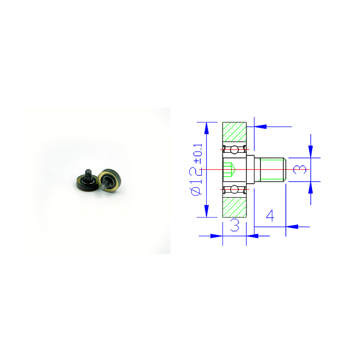 PU68312-3C1L4M3 M3x12x3mm Screw M3 Polyurethanen roller bearings POM NYLON POK PU Roller Wheel For Small Home Appliances.jpg