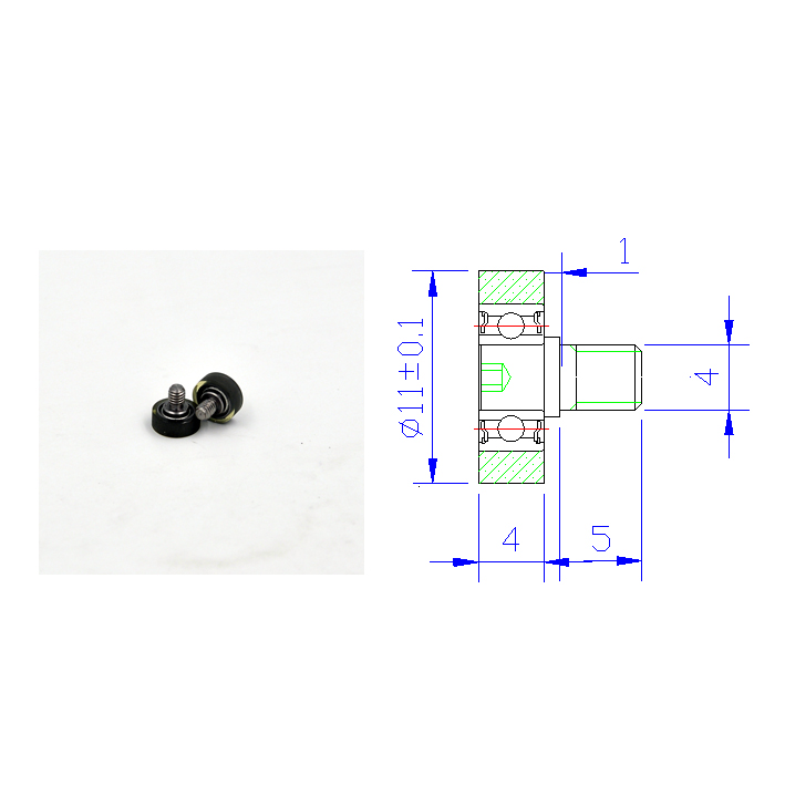 PU68411-4C1L5M4 M4x11x4mm PU Sliding Door Window Gate Roller Wheel Plastic Roller Bearing Wheel With Screw M4.jpg