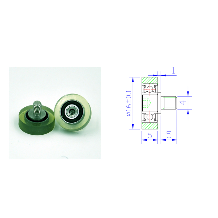 PU68516-5C1L5M4 M4x16x5mm M4 PU polyurethane soft rubber wheel Glue-coated roller.jpg