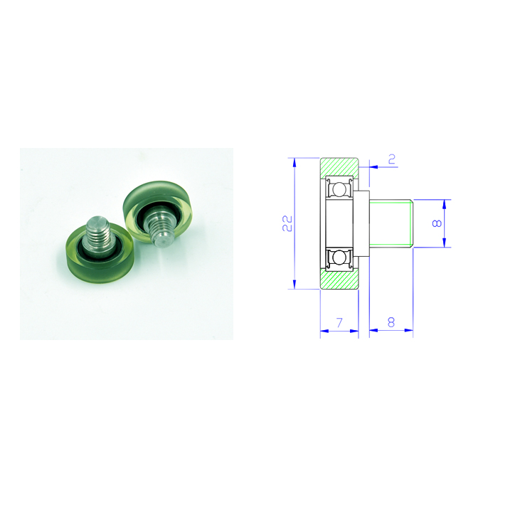 PU68822-7C2L8M8 M8x22x7mm Screw M8 PU Roller Pulley Roller Wheel for wardrobe sliding door.jpg