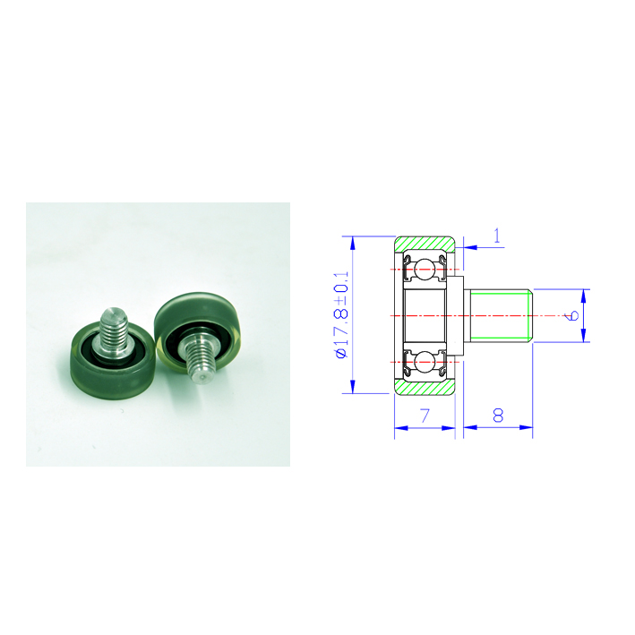 PU69618-7C1L8M6 M6x17.8x7mm Manufacturer Custom PU Polyurethane Pulley PU Wheel With Screw M6.jpg