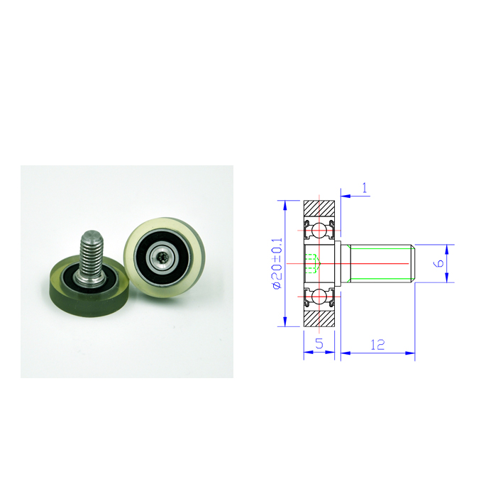 PU69620-5C1L12M6 M6x20x5mm PU Roller Bearing With Screw M6 PU Sliding Gate Door Window Roller Wheel.jpg