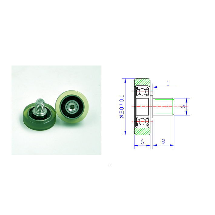 PU69620-6C1L8M6 M6x20x6mm Small Plastic Roller Bearing PU Gate Wheel Roller For Wardrobe Sliding Door.jpg