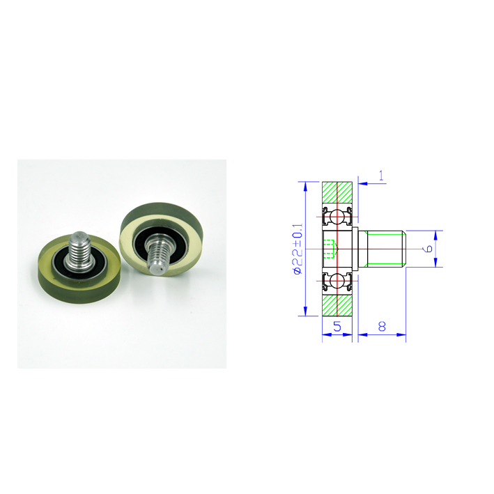 PU69622-5C1L8M6 M6x22x5mm Home office furniture full set small PU plastic roller wheel with screw.jpg