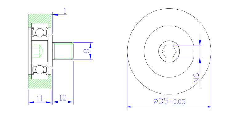 PU600035-11C1L10M8 M8x35x11mm Screw M8 M8x35x15 polyurethane Roller Bearings PU Roller Wheel Rubber Pulley With Bearing.jpg