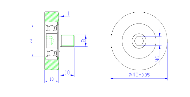 PU600040-10C1L10M8 M8x40x10mm Screw M8 polyurethane Roller Bearings PU Pulley Roller Wheel With Bearing.jpg