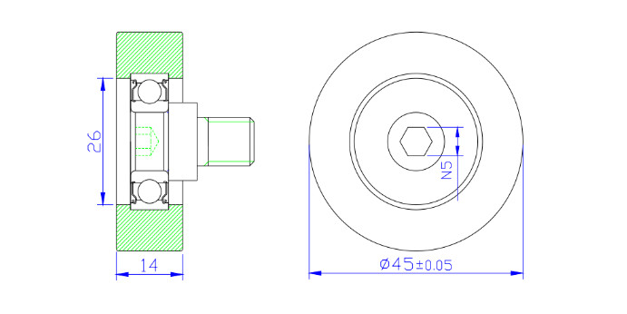 PU600145-14C3L12M10 M10x45x14mm Screw M10 polyurethane Roller Roller Bearing Pulley Wheels.jpg