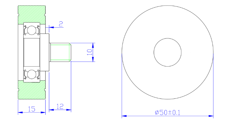 PU600250-15C2L12M10 M10x50x15mm Screw M10 polyurethane Roller Bearings PU Pulley Roller Wheel Coated Bearing Wheels.jpg