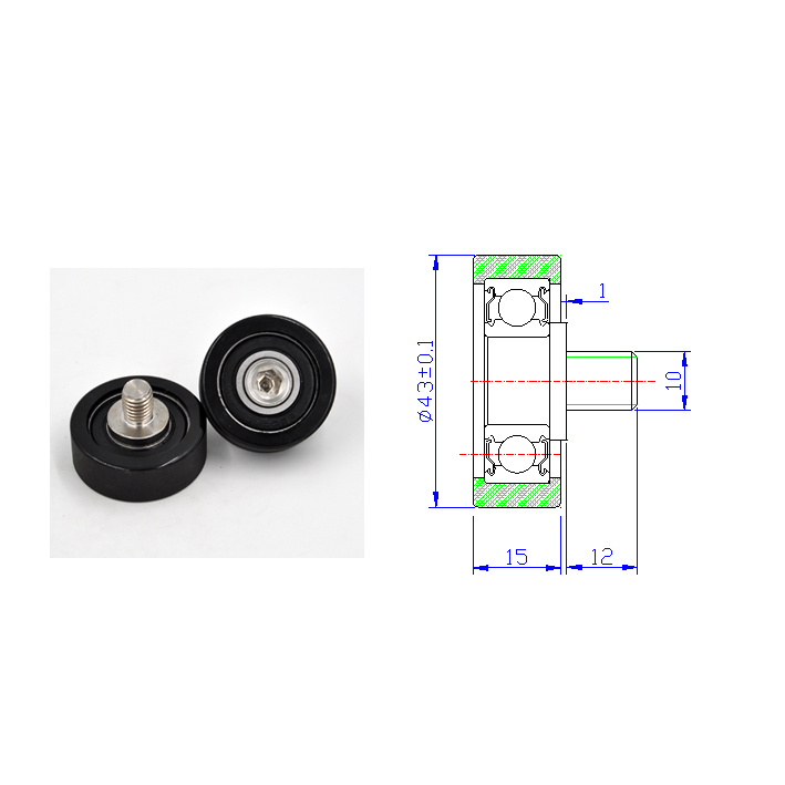 PU620243-15C1L12M10 M10x43x15mm Screw M10 polyurethane Roller Bearings PU Pulley Roller Wheel Rubber Bearings.jpg