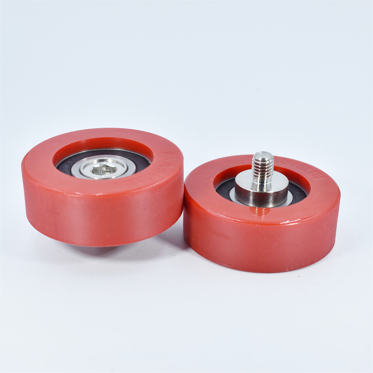 PU620470-25C2L12M10 M10x70x25mm polyurethane Wheel With 10MM Screw Roller Bearings PU Roller Wheel For Industry.jpg