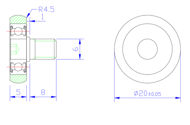 PUOB69620-5C1L8M6 M6x20x5mm polyurethane Roller Bearings PU Slide Wheel Roller For Filling Washing Sealing Production Line.jpg