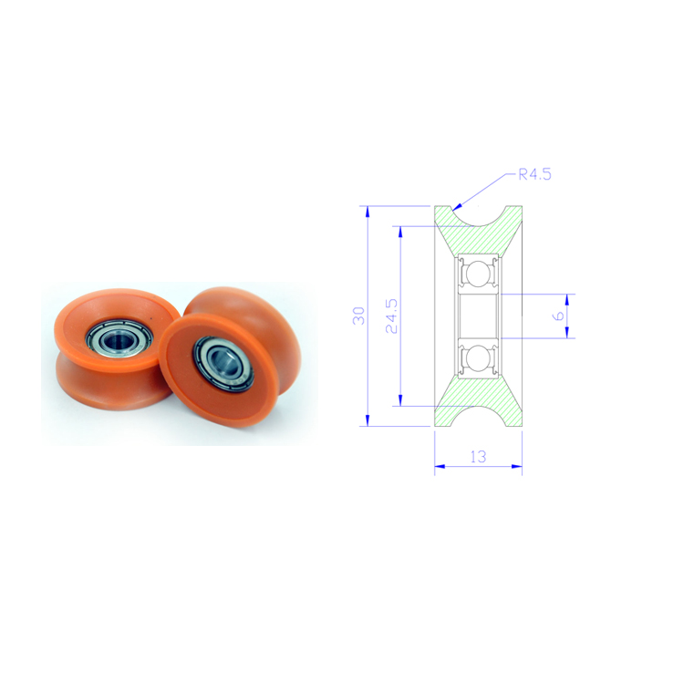 U Groove Pulley Bearing 606 BSU60630-13 6x30x13mm ID 6MM OD 30MM Thickness 13MM U Groove Pulley Ball Bearing For Door Window