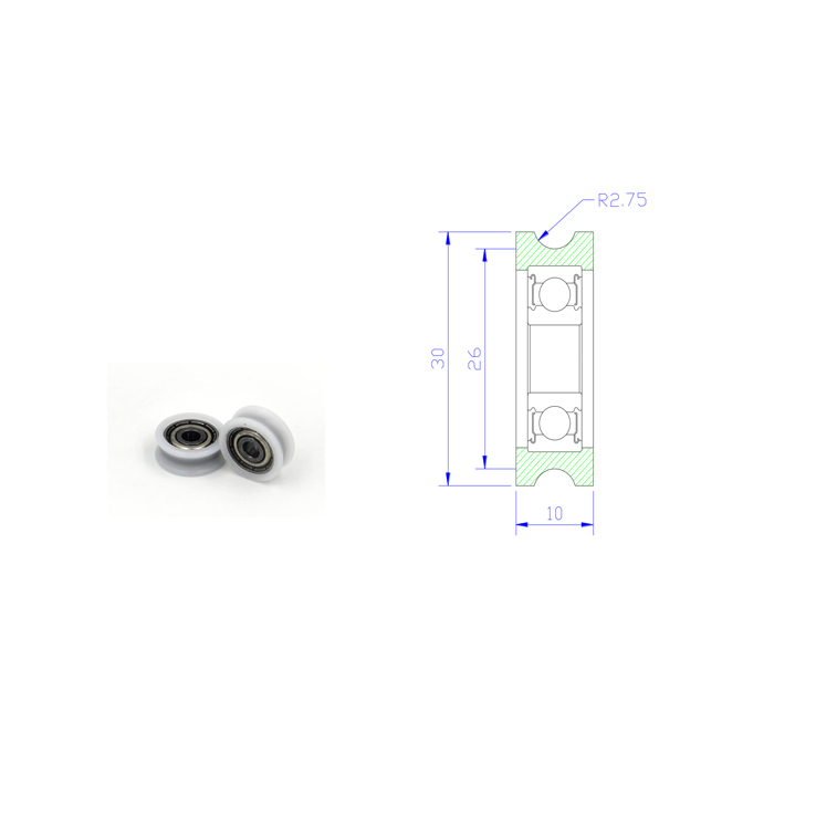 U Groove Pulley Bearing 608 BSU60830-10 8x30x10mm ID 8MM OD 30MM Thickness 10MM U Groove Roller Wheel for Door Window