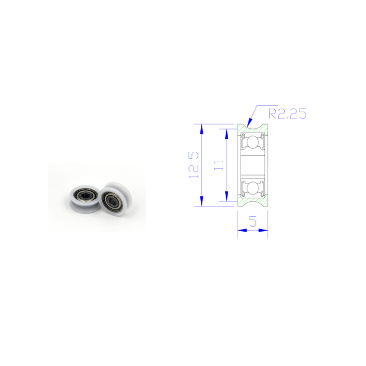 U Groove Pulley Bearing 623 BS62312.5-5 3x12.5x5mm ID 3MM OD 12.5MM Thickness 5MM POM Nylon Plastic Pulley U-Shape Groove Wheel