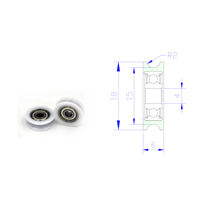 U Groove Pulley Bearing 624 BSU62418-6 4x18x6mm ID 4MM OD 18MM Thickness 6MM Guide Bearing Pulley Rail Ball Wheel for Driving Mechanical Equipment