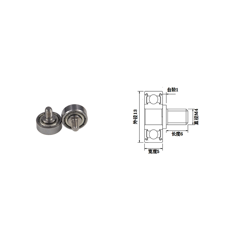 JS62413-5C1L6M4 M4x13x5mm 624rs Bearing Pulley With External Thread Screw Thread F Type Idler Bearing Pulley China Rolling Bearing Slewing