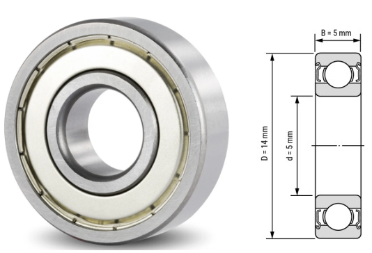 S605&nbsp;ZZ ABEC-5 5x14x5mm&nbsp;Stainless steel Deep Groove&nbsp;Ball bearing&nbsp;double shielded S605ZZ