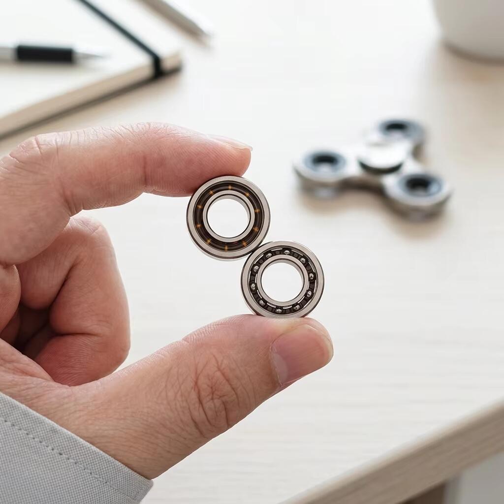 R188 open fidget spinner bearing with nylon cage, front and back detail